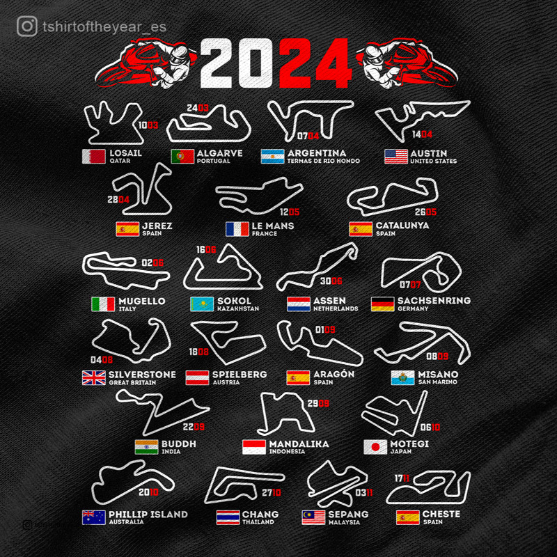 Design Circuitos de Moto GP Campeonato de 2024 by Tshirtoftheyear